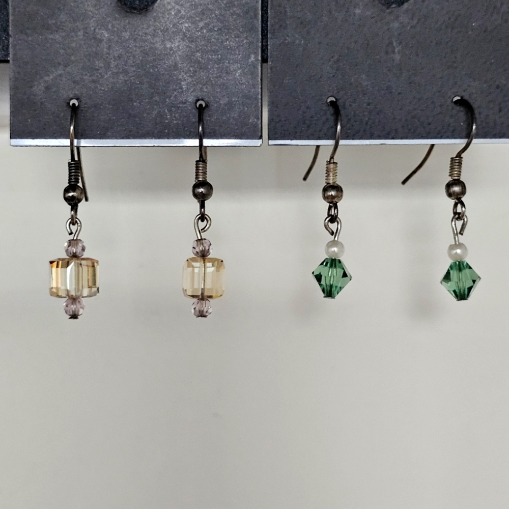 Hand crafted crystal bead drop earring set